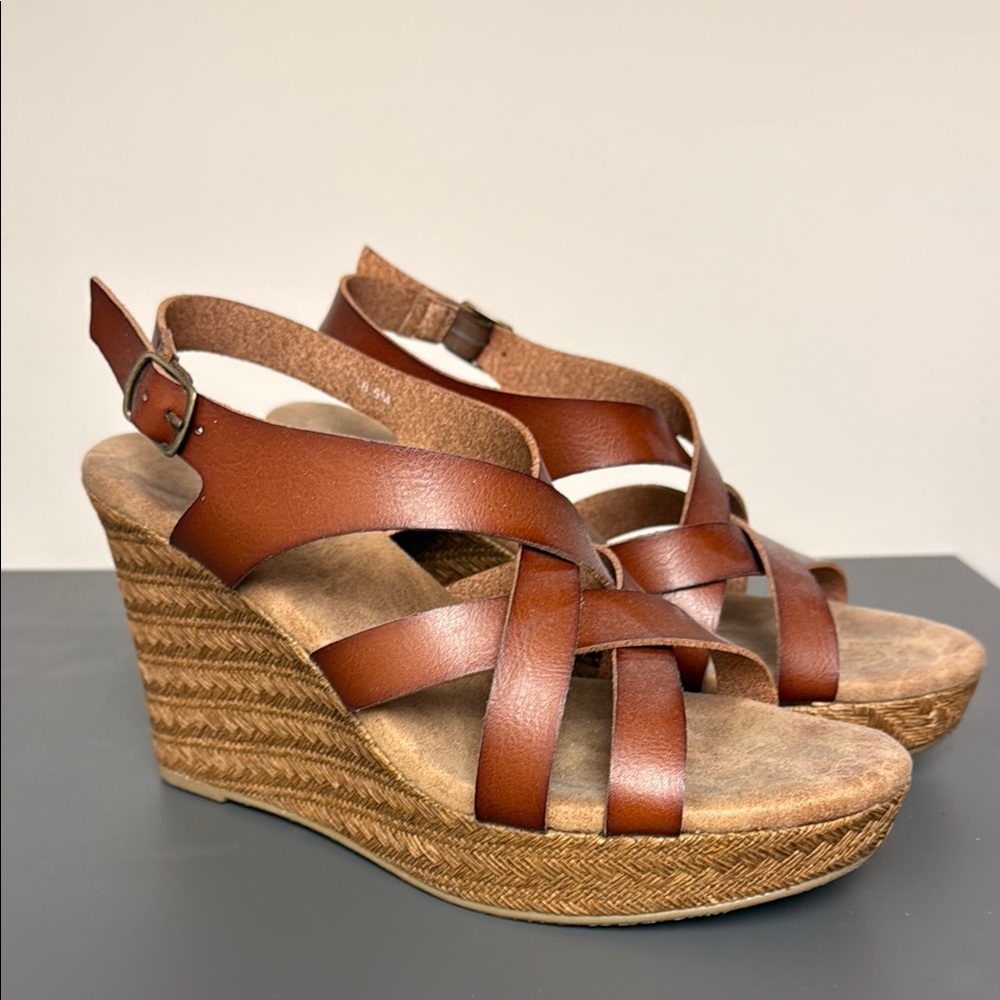 Altar’d State Brown Wedge Sandals 8.5
